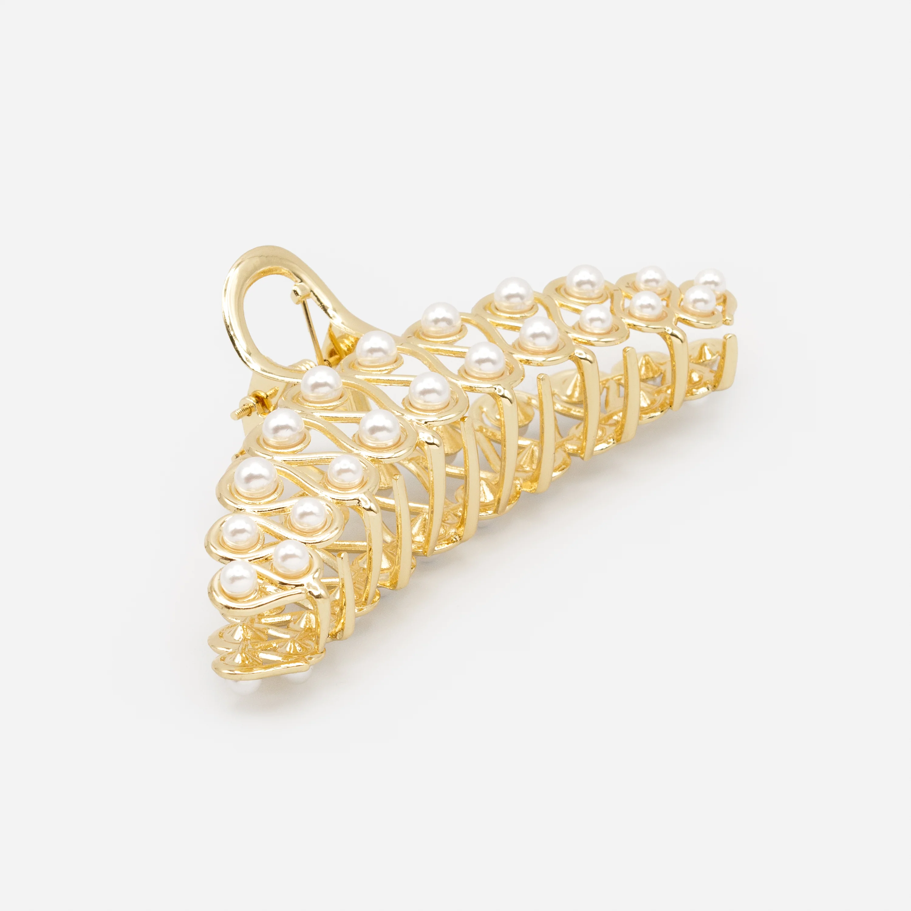 Très grande pince dorée garnie de perles - Image 3