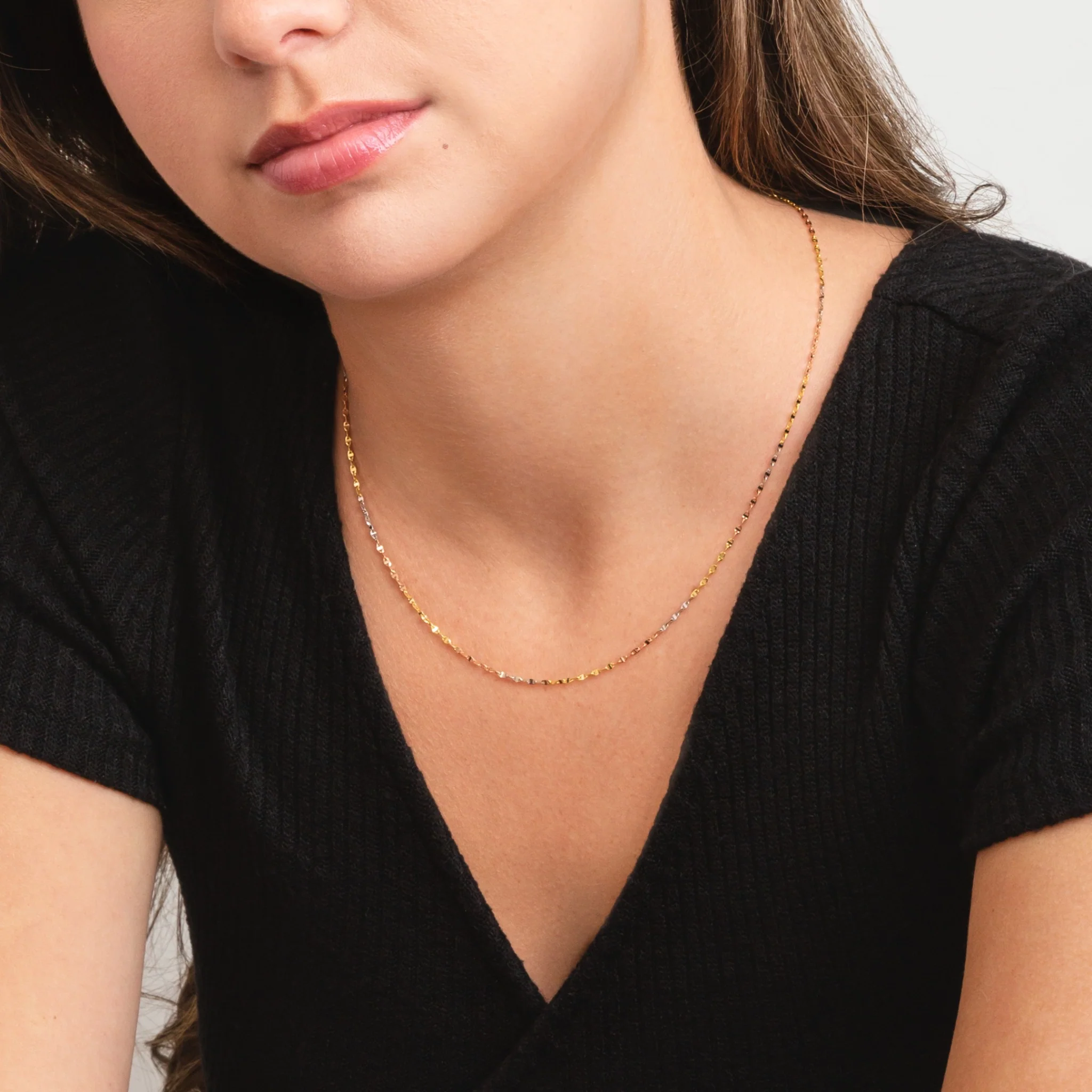 Chaîne 18 pouces trois tons or 10 carats - Image 4