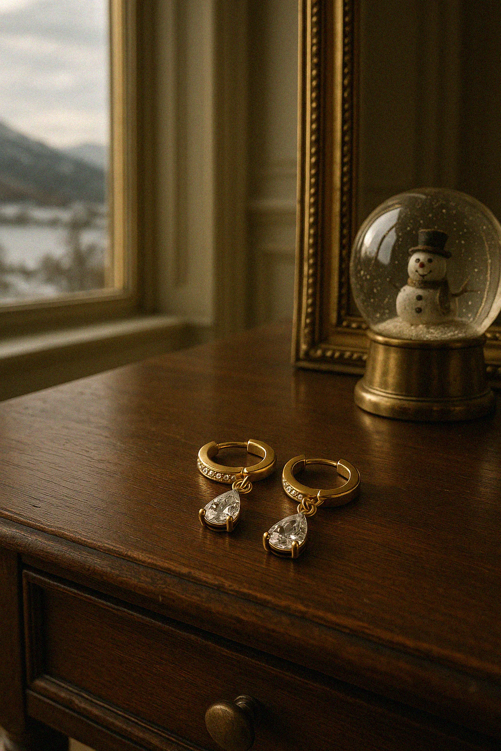 Mini boucles d'oreilles huggies dorées en acier inoxydable & zircon cubique - Image 3